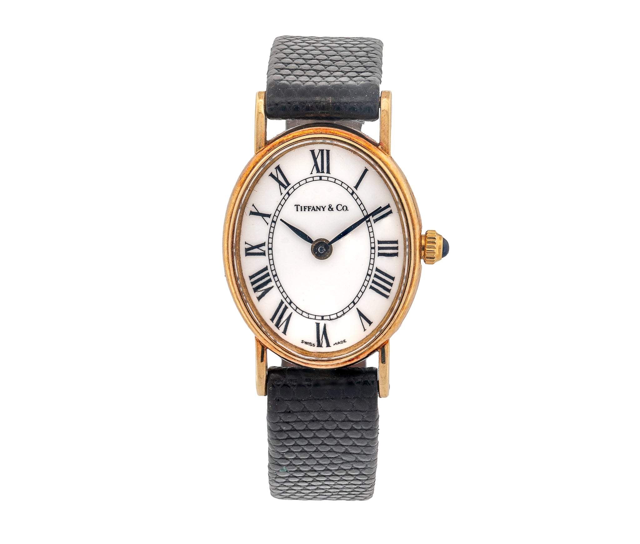 Tiffany & Co. Vintage Oval Gold Dress Watch – Roman Dial, Swiss Made