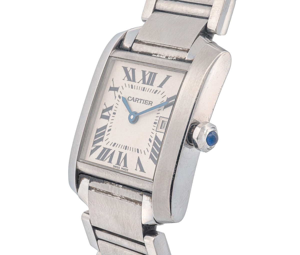 Cartier Tank Française Midsize 31mm Stainless Steel White Roman Dial Quartz Watch W51011Q3 with Box & Papers
