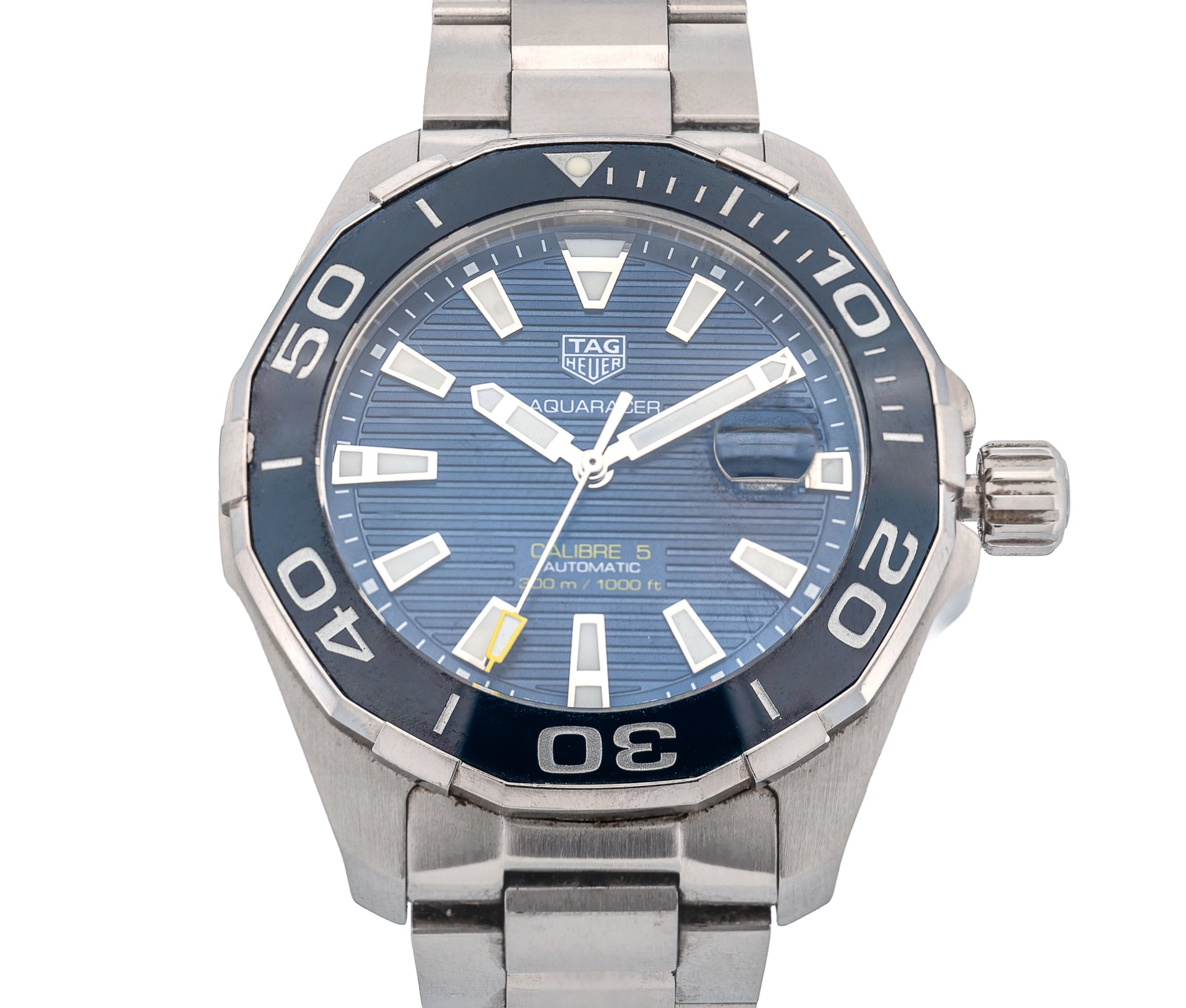 Tag Heuer Aquaracer WAY201B 47mm Automatic Men's Watch Blue Dial Stainless Steel Sapphire Crystal