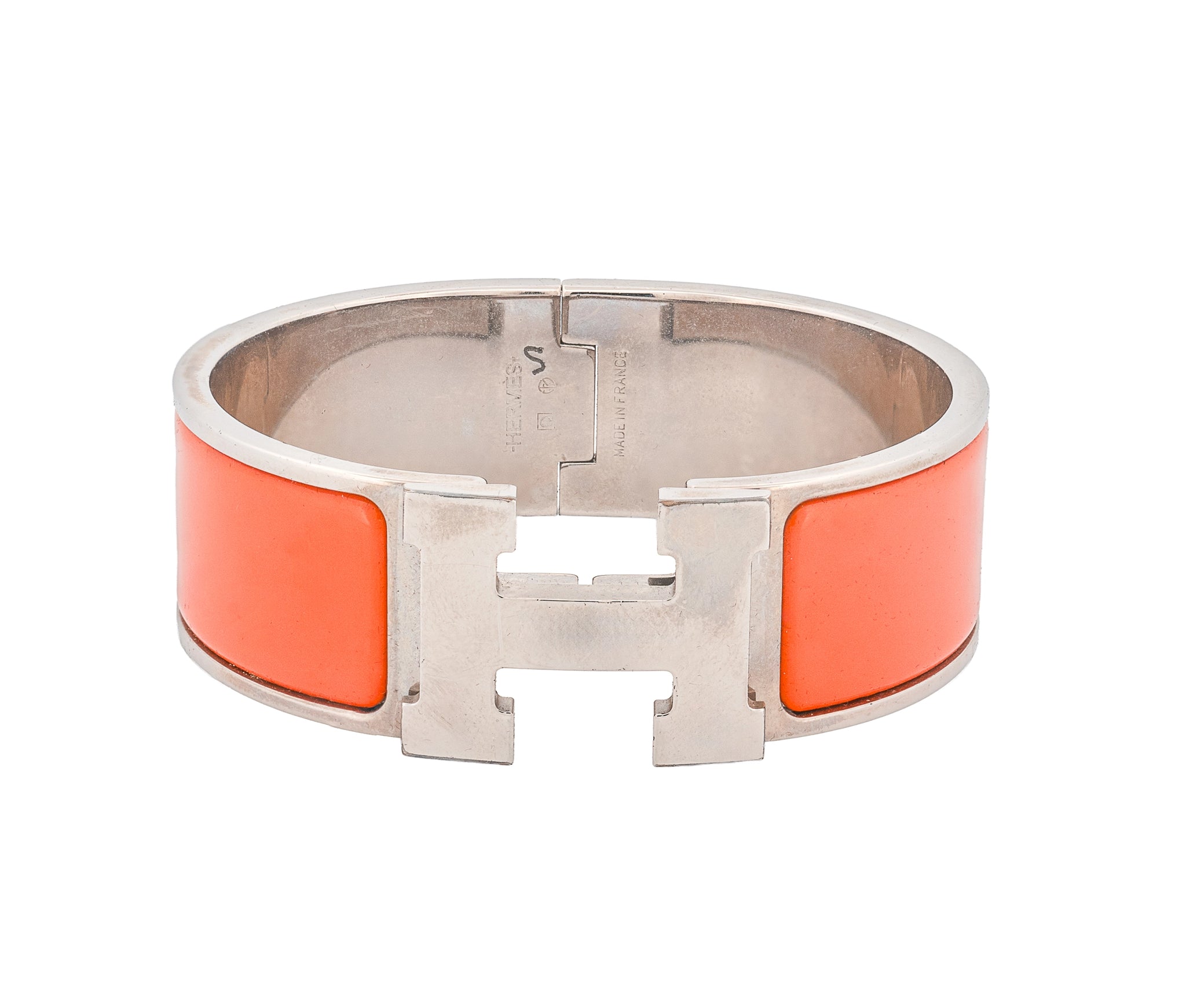 Hermès  Enamel Clic Clac H Bangle Bracelet Orange