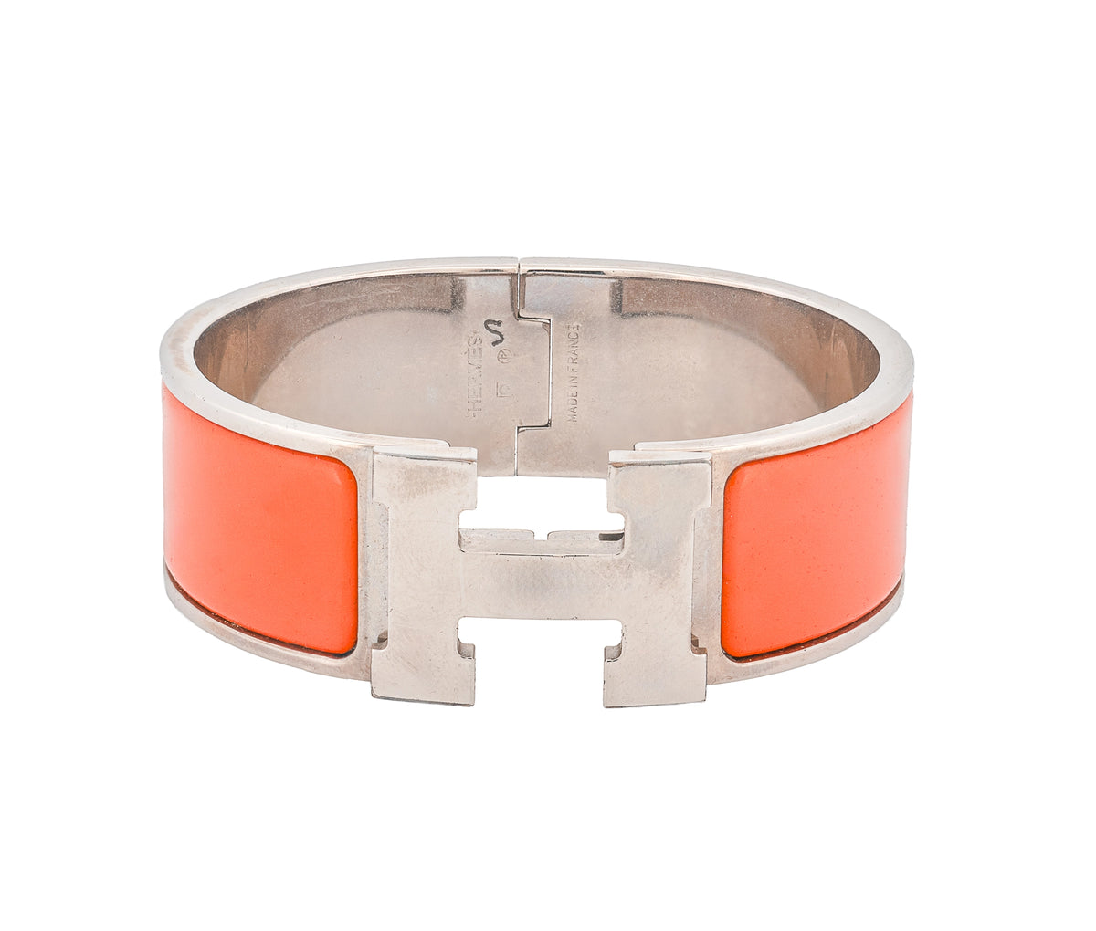 Hermès  Enamel Clic Clac H Bangle Bracelet Orange