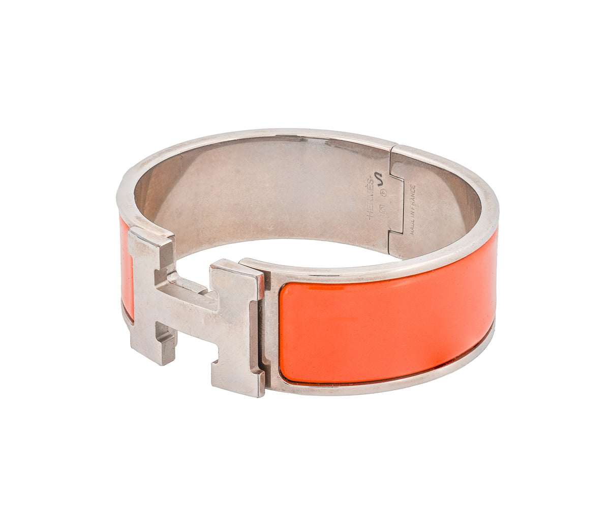 Hermès  Enamel Clic Clac H Bangle Bracelet Orange