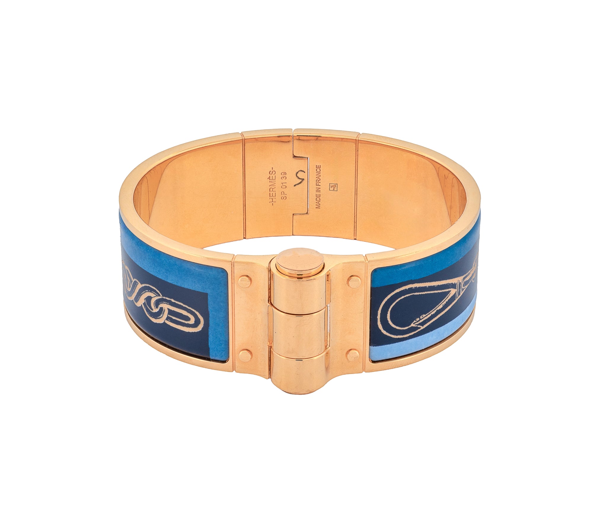 Hermes Enamel Printed Charniere Wide Hinged Bracelet