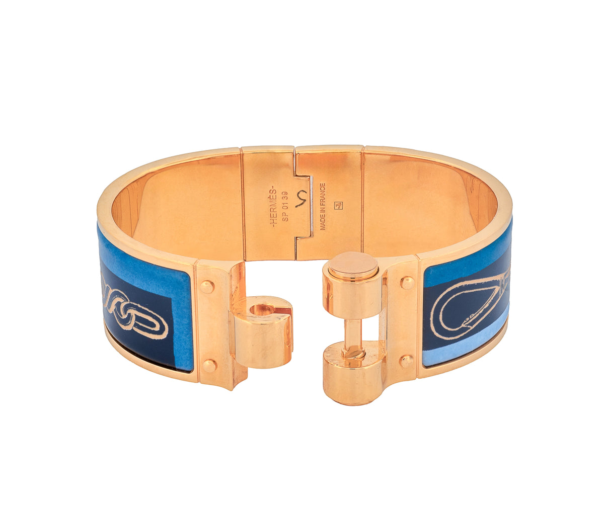 Hermes Enamel Printed Charniere Wide Hinged Bracelet