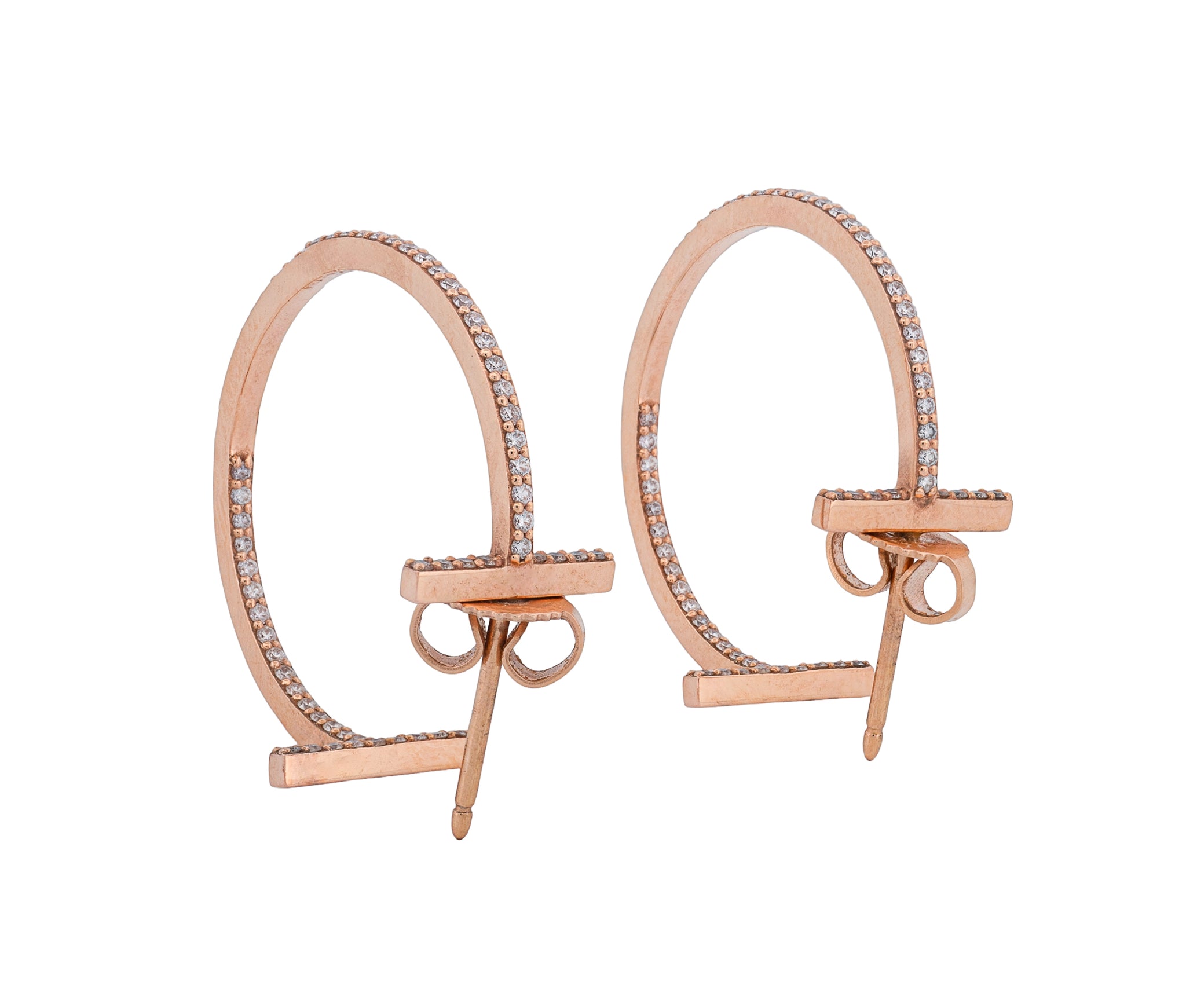 Tiffany and Co T Diamond Hoop Earrings 18K Rose Gold