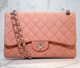 Chanel Beige Caviar Quilted Double Flag Bag