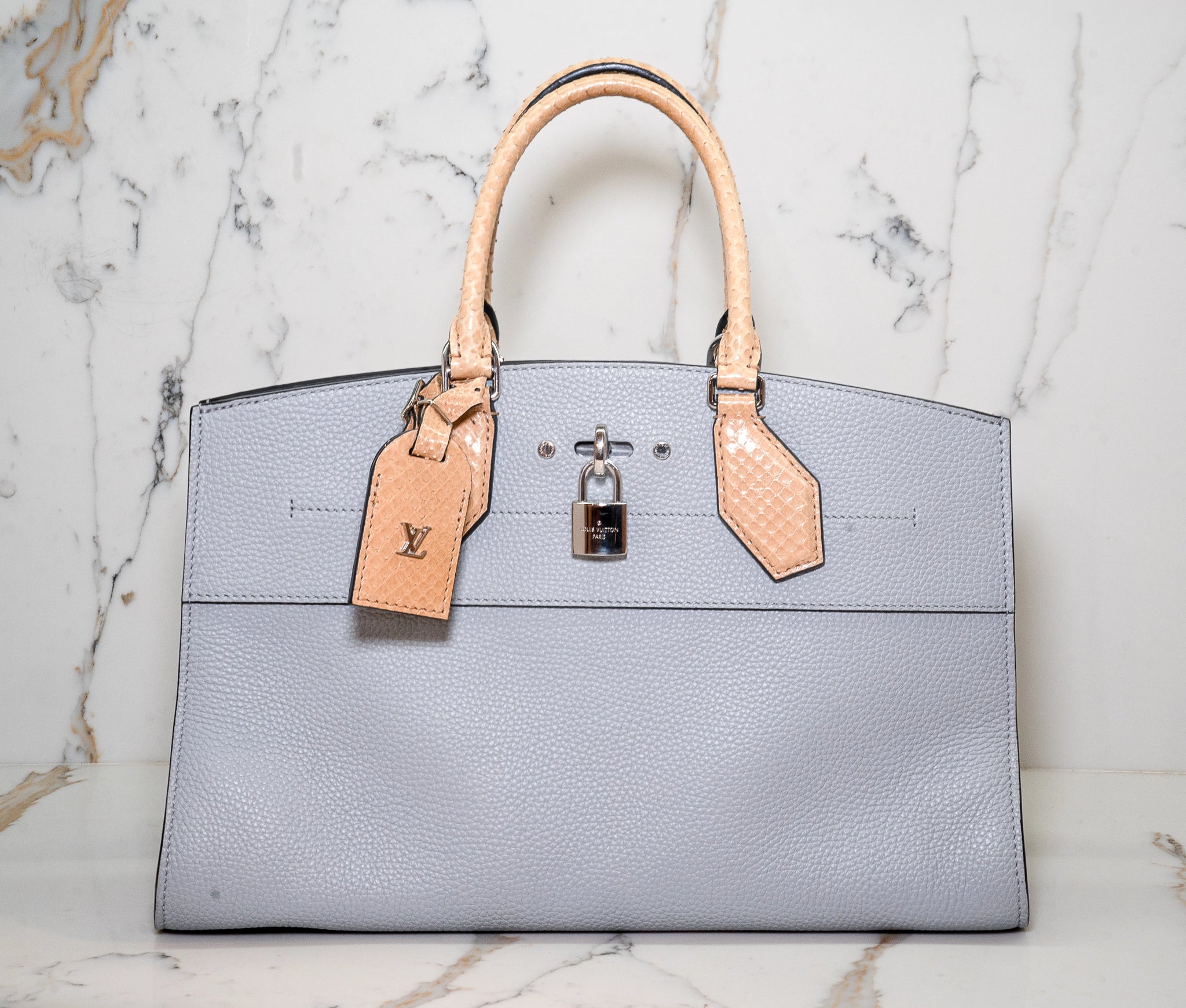 Louis Vuitton Grey Taurillon & Python City Steamer E/W Tote