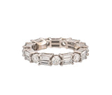 Platinum 3.02Ct Round & Baguette Diamond Eternity Ring