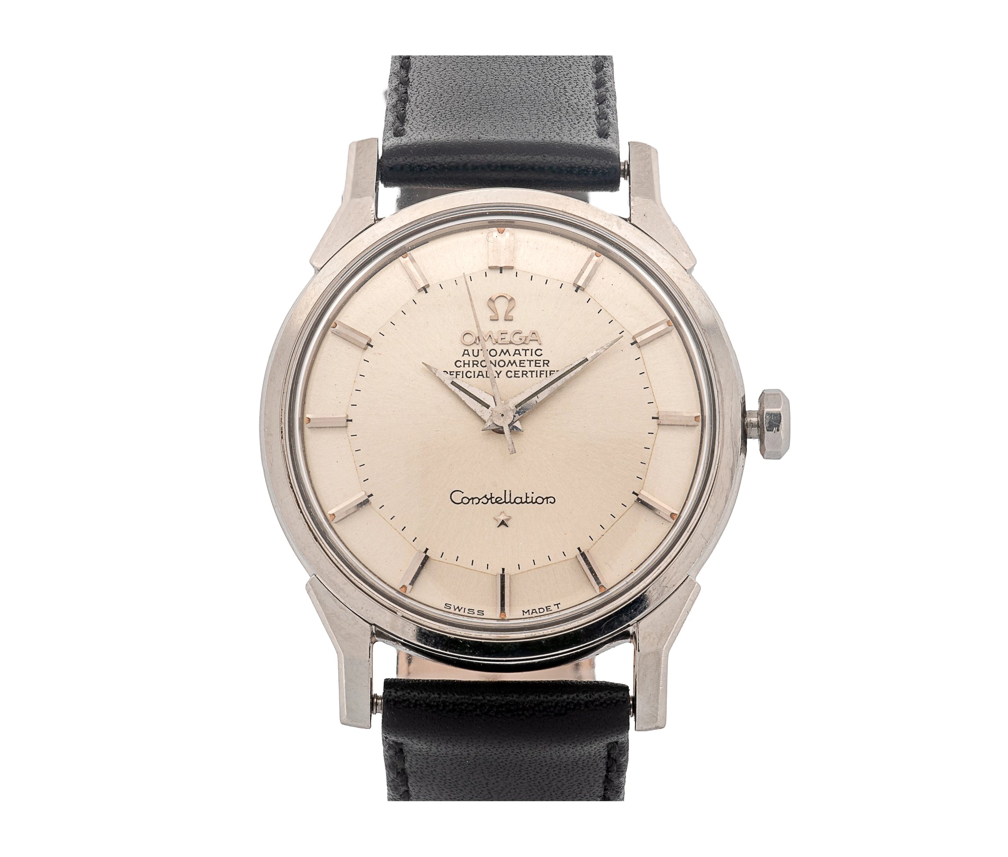 Omega Constellation Vintage Auto Chronometer – Silver Dial, SS, Leather Strap