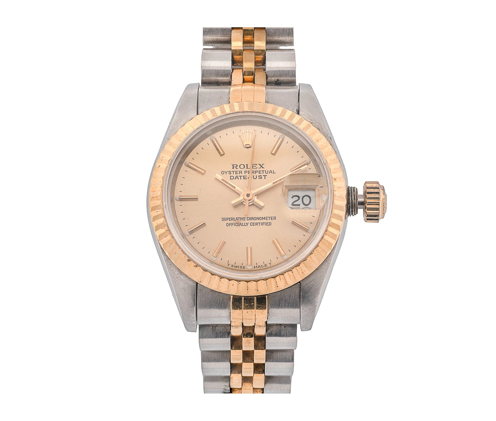 Ladies Rolex Datejust Two-Tone Champagne Dial with Fluted Bezel