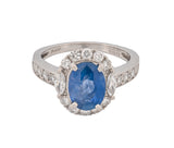 Platinum GIA Certified 2.23 Ct Natural Sapphire & Diamond Ring