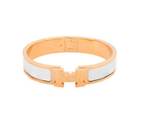 Hermès Gold & White Clic Clac H Bracelet