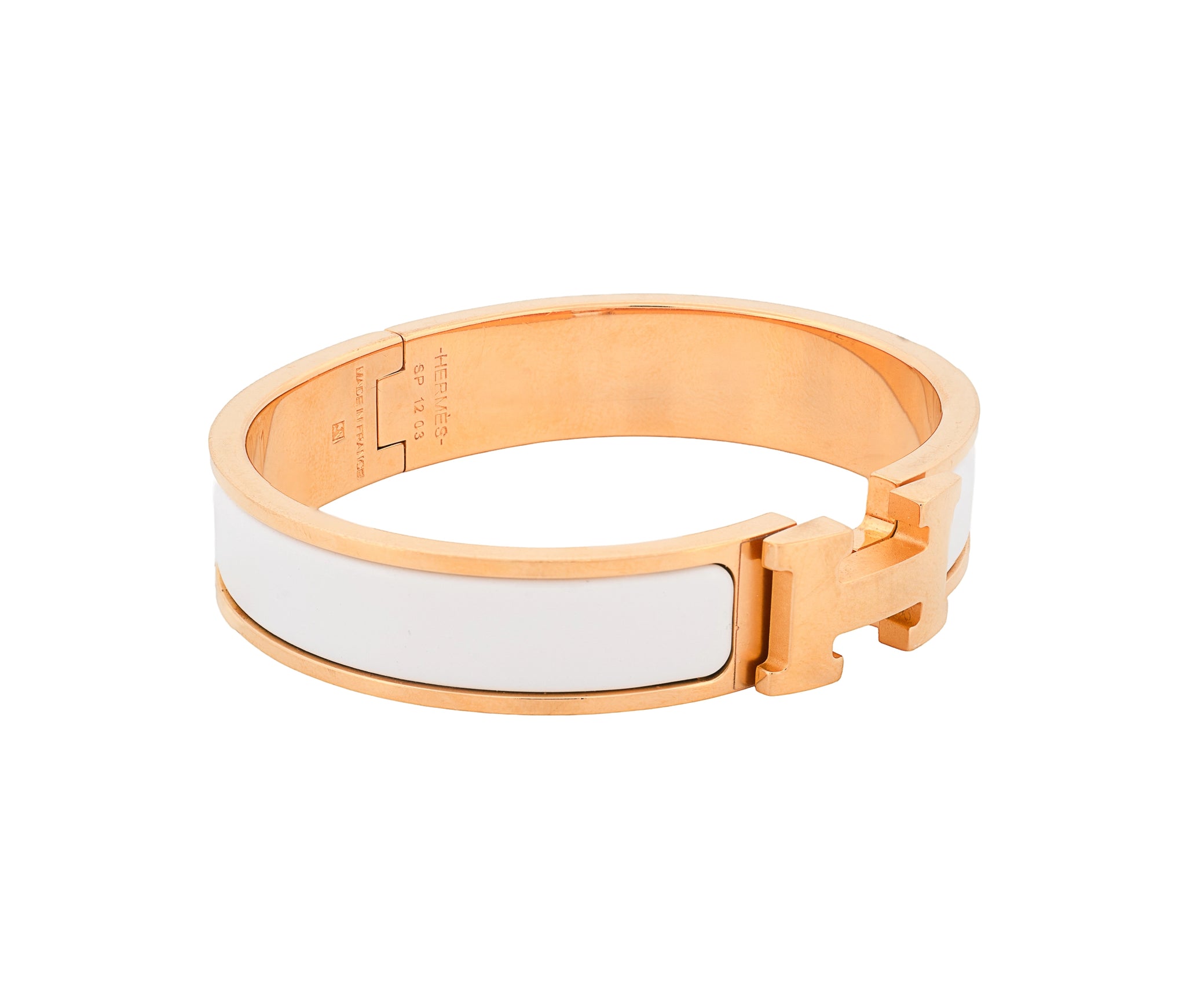 Hermès Gold & White Clic Clac H Bracelet
