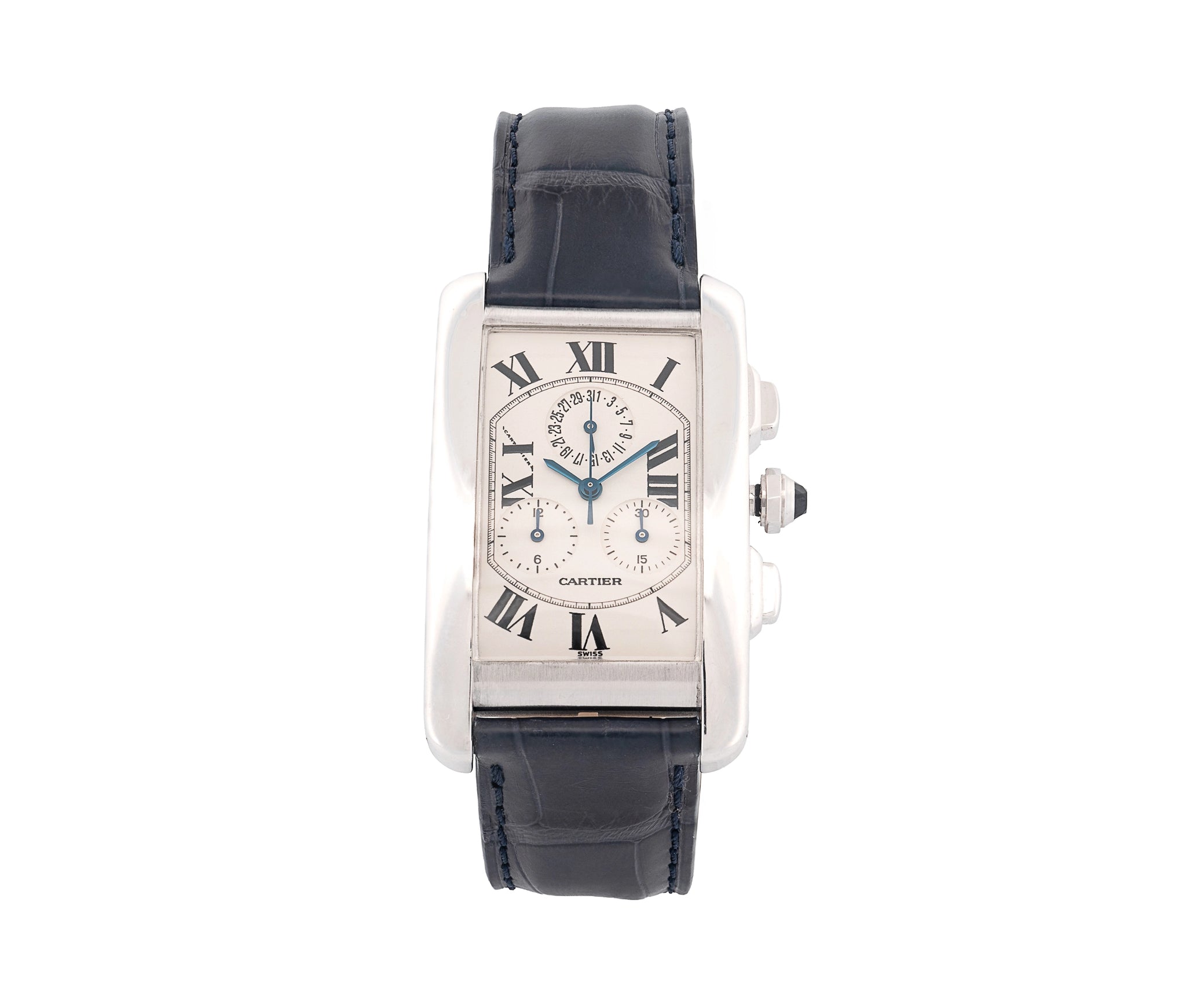 Cartier 18k White gold Tank Americane Chronograph