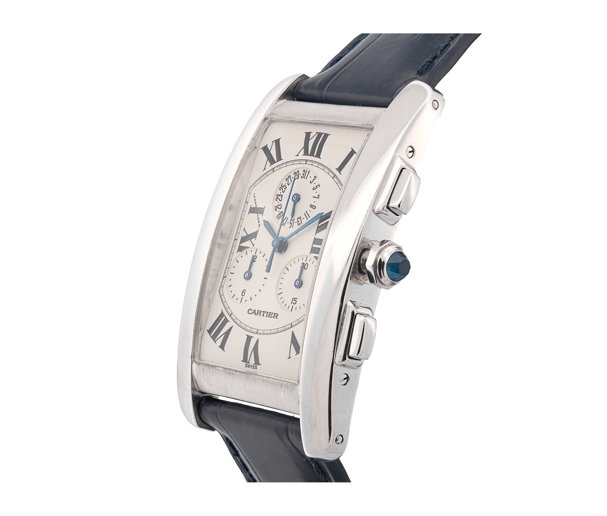 Cartier 18k White gold Tank Americane Chronograph