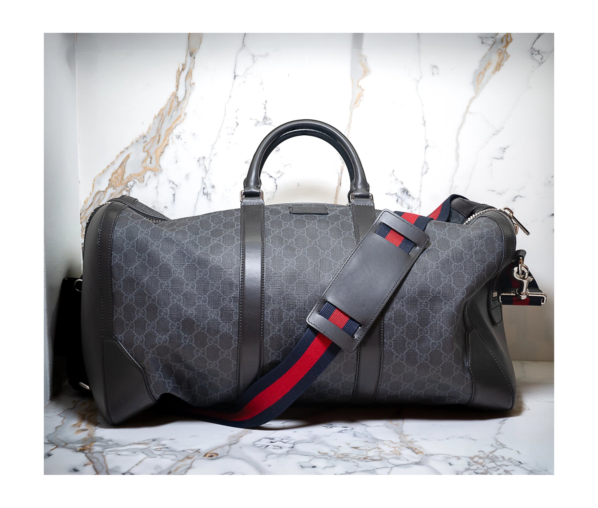 Gucci Convertible Duffle Bag GG Coated Canvas Large