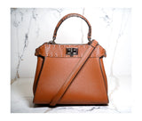 Cuoio Romano Snakeskin Selleria Mini Peekaboo Iconic Satchel Cappuccin