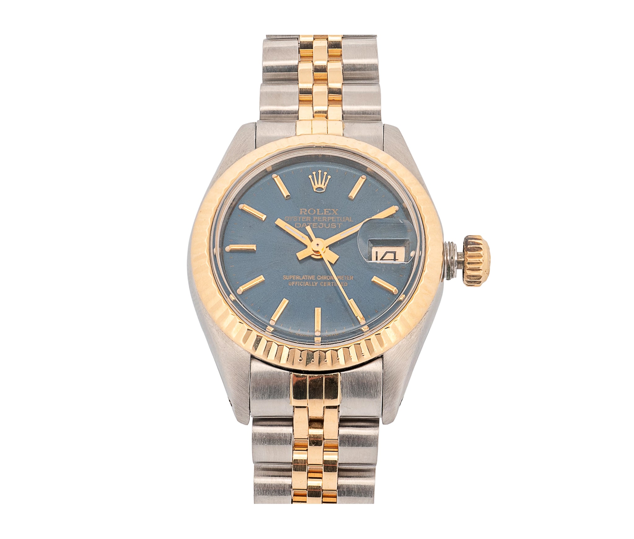 Ladies Rolex Datejust Two-Tone Blue Dial with Fluted Bezel
