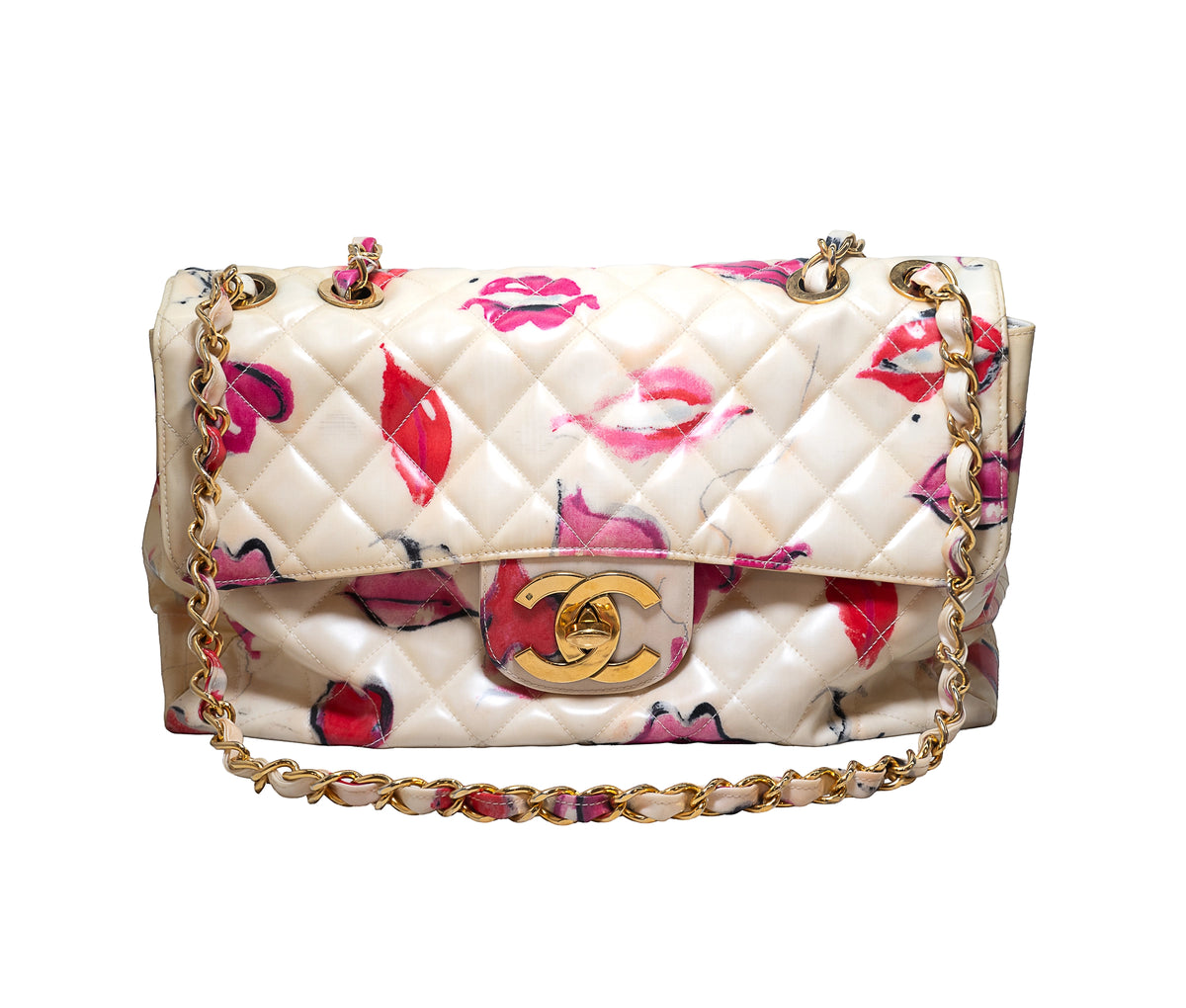 Vintage Chanel Kiss Print Flap Bag