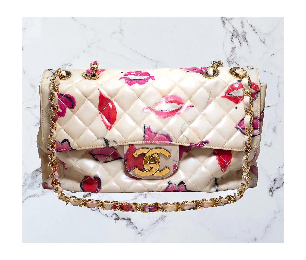 Vintage Chanel Kiss Print Flap Bag
