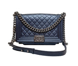Chanel Boy Flap Bag - Dark Navy Blue Quilted Leather