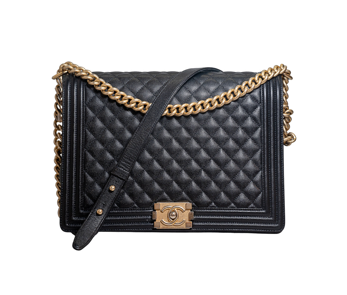 Chanel Large Boy Bag Black Caviar Leather
