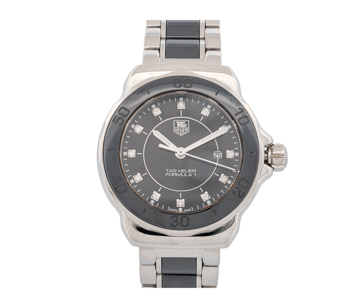Tag Heuer Formula 1 Women's 32mm Stainless Steel Black Diamond Dial Quartz Watch WAH1314 with Box & Papers