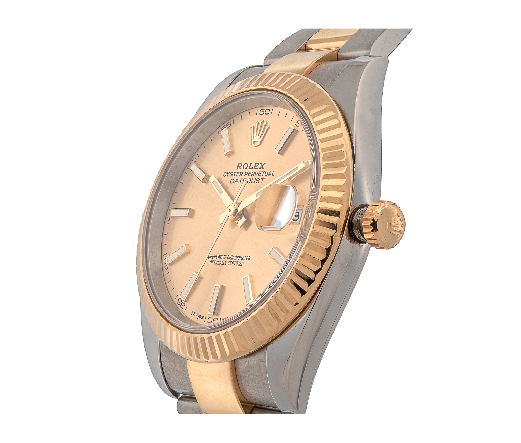 Rolex Datejust Two-Tone Champagne Dial Fluted Bezel Oyster Perpetual Watch